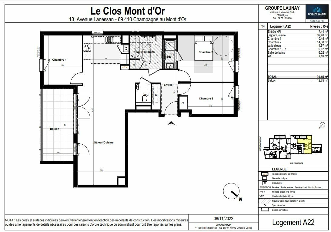 Appartement à vendre 4 90.45m2 à Champagne-au-Mont-d'Or vignette-3