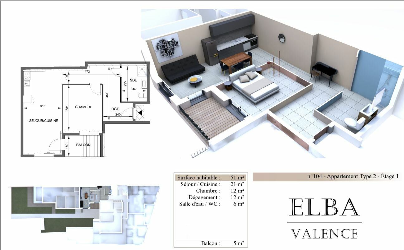 Appartement à vendre 2 51m2 à Valence vignette-2