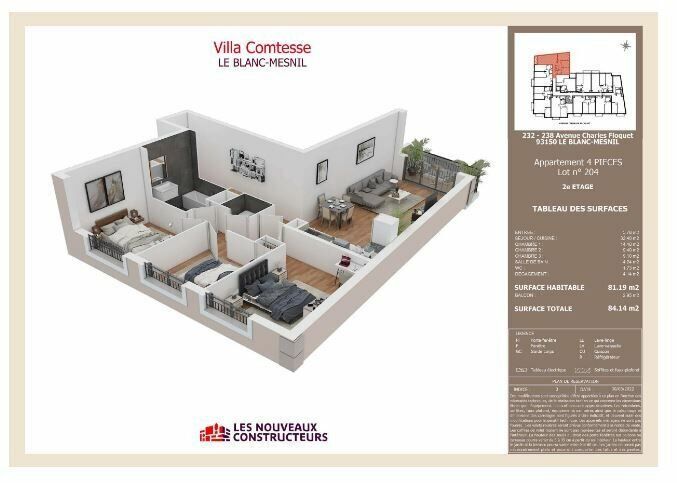 Appartement à vendre 3 81.19m2 à Le Blanc-Mesnil vignette-2