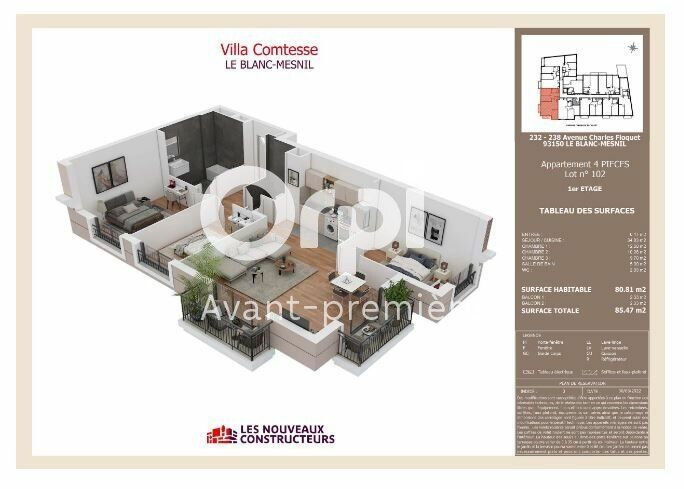 Appartement à vendre 3 80.81m2 à Le Blanc-Mesnil vignette-2