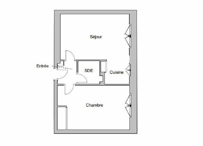 Appartement a louer  - 2 pièce(s) - 33.81 m2 - Surfyn